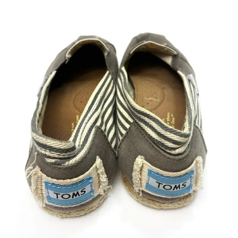 TOMS Ash Gray Canvas Espadrille Flats Sz 7